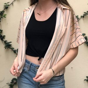 Forever 21 Striped Button Down Blouse